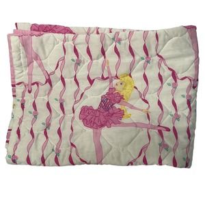 Vintage Barbie Twin Comforter Blanket, Princess Ballerina, 1995 Bibb Co